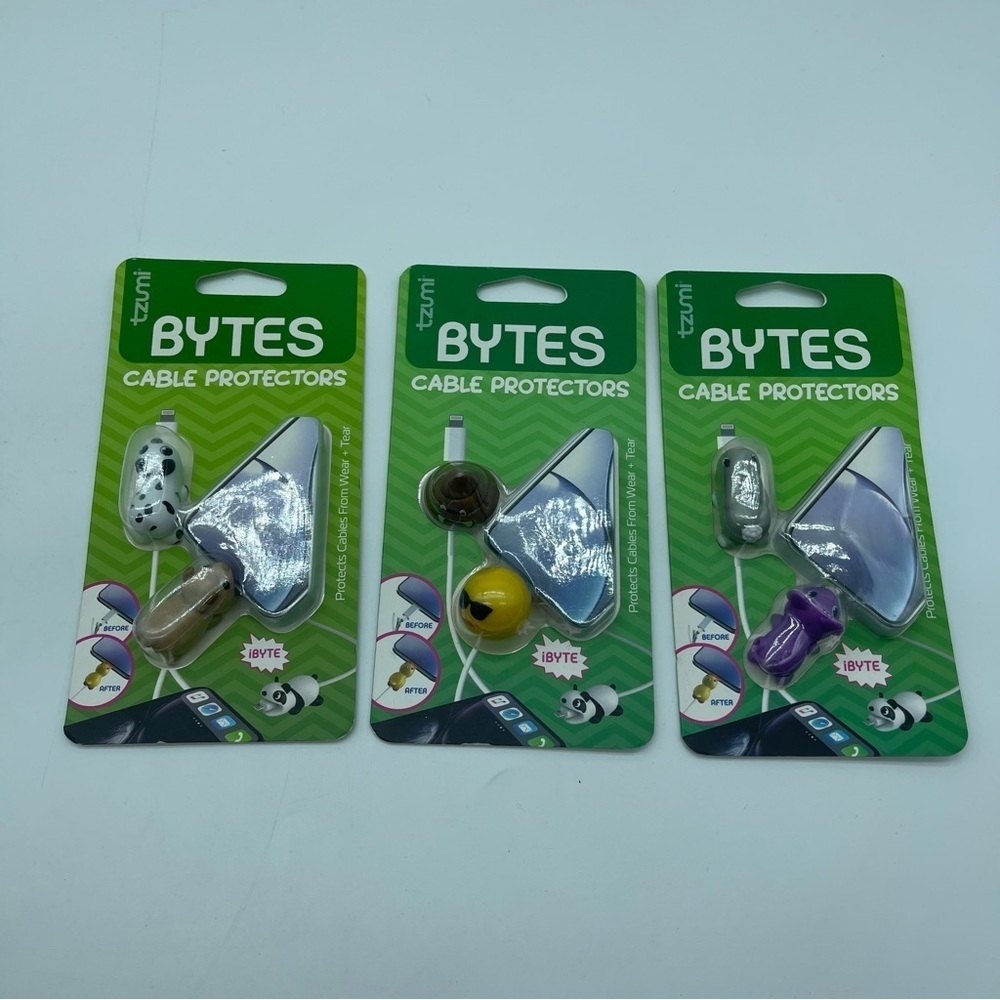 Bytes Cable Protectors Animals Dogs Rabbit Emojis 3 Packs